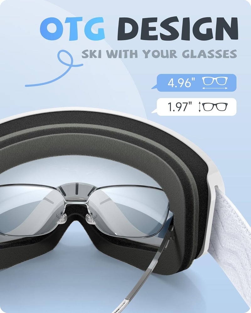 RIOROO Kids Ski Goggles for Boys Girls Aged 3-14, 100% UV Protection OTG Ski Goggles - Image 5